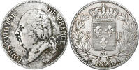France 5 Francs Louis XVIII, Paris,Silver,KM 711.1,Gadoury 614 -