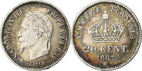 France 20 Centimes Coin, Napoleon III, Strasbourg, Silver -