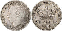 Greece 20 Lepta Coin, George I, Paris, Silver, KM:44 -