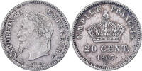France 20 Centimes Coin, Napoleon III, Strasbourg, Silver -