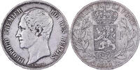 5 Francs, 5 Frank 1851 Brussels Belgien Münze, Leopold I, Brussels, S+, Silber, KM:17 S+