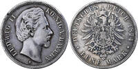 German States 5 Mark BAVARIA, Ludwig II, Munich, Silver -