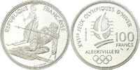 France 100 Francs Coin, JO d' Albertville 1992, Slalom,BE -