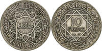 Morocco 10 Francs Mohammed V, Paris, Silver, KM:38 -