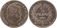France 1/4 Franc Coin, Louis-Philippe, Paris, Silver -