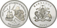 5 Dollars 1995 Barbados Silber, STGL, KM:63 STGL