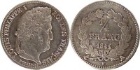 France 1/4 Franc Coin, Louis-Philippe, Paris, Silver -