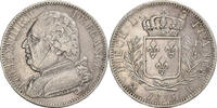 France 5 Francs Louis XVIII, Louis XVIII, Bordeaux, Silver -