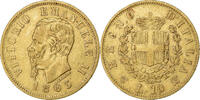 Italy 10 Lire Vittorio Emanuele II, Torino, Gold, KM:9 -
