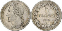 Belgium 5 Francs Leopold I, Brussels, Edge A, Silver, KM:3.1 -