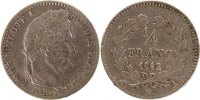 France 1/4 Franc Coin, Louis-Philippe, Paris, Silver -