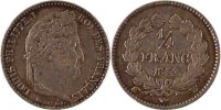 France 1/4 Franc Coin, Louis-Philippe, Lille, Silver -