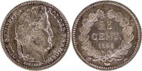 France 25 Centimes Coin, Louis-Philippe, Paris, Silver -
