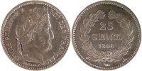 France 25 Centimes Coin, Louis-Philippe, Paris, Silver -