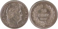 France 25 Centimes Coin, Louis-Philippe, Paris, Silver -