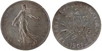 France 2 Francs Coin, Semeuse, Silver, Gadoury:532 -
