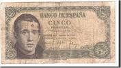 Spain 5 Pesetas Banknote, 1951-08-16, KM:140a -