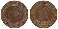 France Centime Coin, Napoleon III, Napoléon III, Bordeaux -