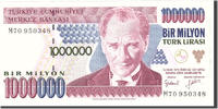 Turkey 1,000,000 Lira Banknote, Undated, KM:213 -