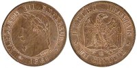France Centime Coin, Napoleon III, Napoléon III, Strasbourg -