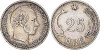 Denmark 25 Öre Coin, Christian IX, Copenhagen, Silver -