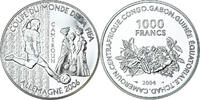 Cameroon 1000 Francs Coin, Allemagne 2006.BE, Silver -