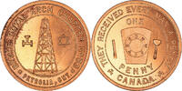 Canada Token Masonic, Petrolia, Bruce Royal Arch, Chapter Penny -