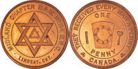 Canada Token Masonic, Lindsay, Midland, Chapter Penny, Copper -