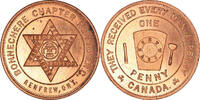 Canada Token Masonic, Renfrew, Bonnechere, Chapter Penny, Copper -