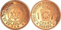 Canada Token Masonic, Port Hope, Victoria, Chapter Penny, Copper -