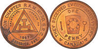 Canada Token Masonic, Goderich, Huron, Chapter Penny, Copper -