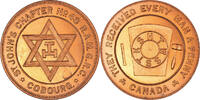 Canada Token Masonic, Cobourg, St John's, Chapter Penny, Copper -