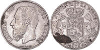 Belgium 5 Francs, 5 Frank Coin, Leopold II, Silver, KM:24 -