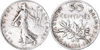 France 50 Centimes Coin, Semeuse, Paris, Silver, KM:854 -