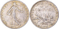 France 50 Centimes Coin, Semeuse, Paris, Silver, KM:854 -