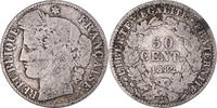 France 50 Centimes Coin, Cérès, Paris, Silver, KM:834.1 -