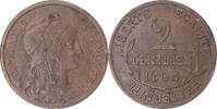 France 2 Centimes Coin, Dupuis, Paris, Bronze, KM:841 -