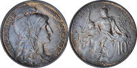 France 10 Centimes Coin, Dupuis, Paris, Bronze, KM:843 -