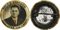 South Africa Broche J.G Strydom, Minister van Lande, Métal -