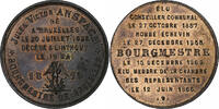 Belgium Medal Jules Victor Anspach, Bourgmestre de Bruxelles, Copper -