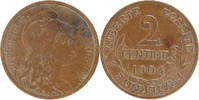 France 2 Centimes Coin, Dupuis, Paris, Bronze, Gadoury:107 -