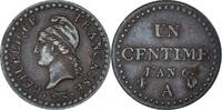 France Centime Coin, Dupré, Paris, Bronze, KM:646 -