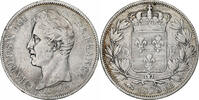 France 5 Francs Charles X, Strasbourg, Silver, KM:728.3 -