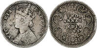 British India 2 Annas INDIA-BRITISH, Victoria, Silver, KM:488 -