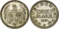 Weimar Republic 3 Mark Germany, Stuttgart, Silver, KM:53 -