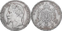 France 5 Francs 1867 BB Napoléon III, Strasbourg, Silver, KM:799.2 VF(20-25)