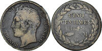 Monaco 5 Centimes Coin, Honore V, Copper Gilt -