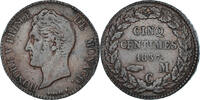 Monaco 5 Centimes Coin, Honore V, Copper -