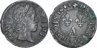 France Denier Tournois Coin, Louis XIV, Paris, 49/48, Copper -