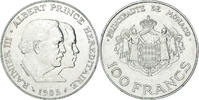 Monaco 100 Francs Coin, Rainier III & Albert, Silver -